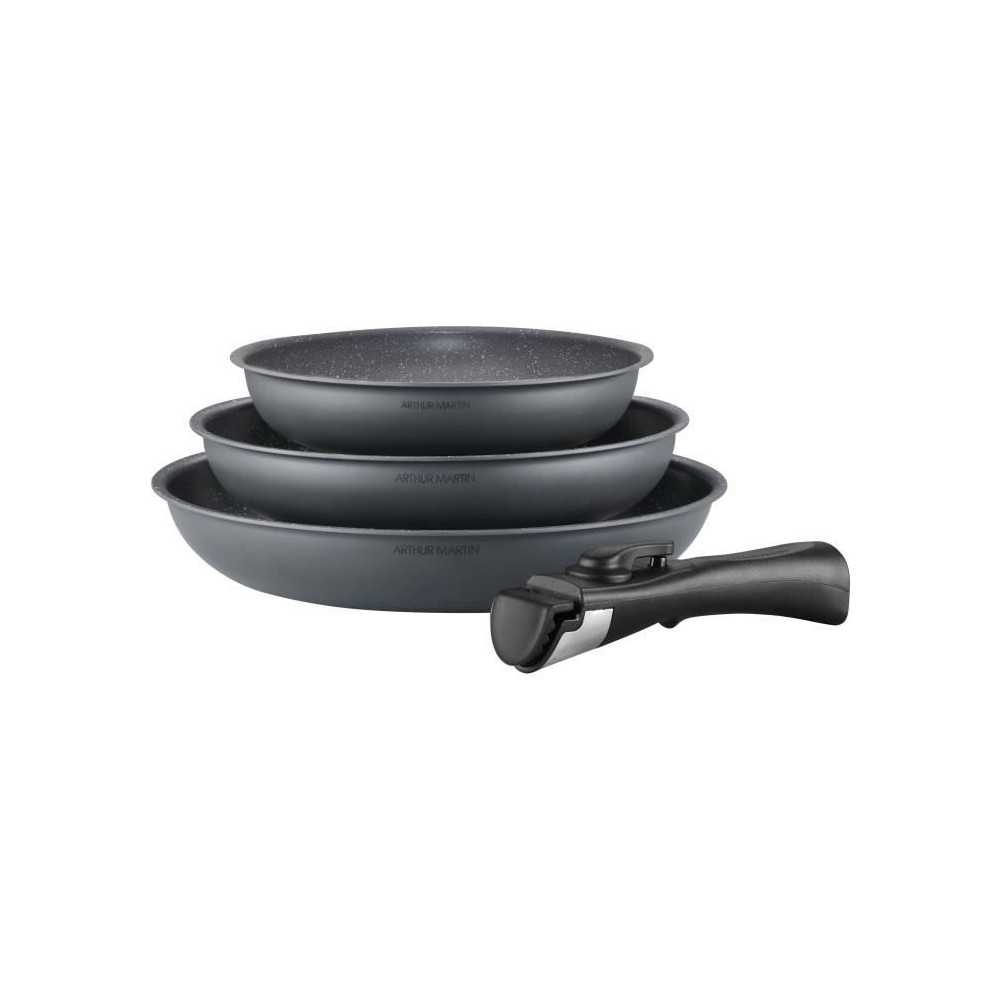 Batterie de cuisine ARTHUR MARTIN AM521GM Set de 3 poeles - Gris Mat 2