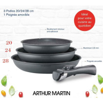 Batterie de cuisine ARTHUR MARTIN AM521GM Set de 3 poeles - Gris Mat 2