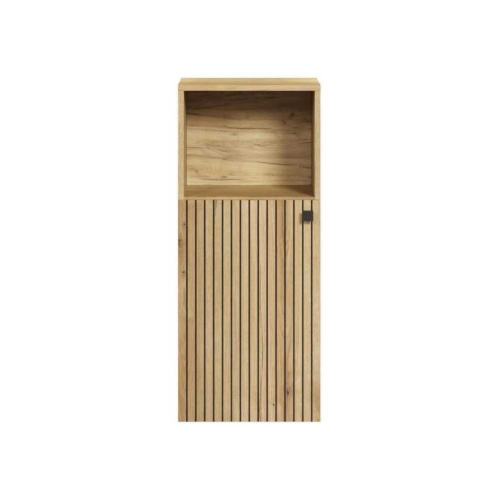 PURE BLISS - Meuble de rangement SDB - 40 x 95 x 31 cm - Chene blond a