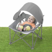 BRIGHT STARS Transat bébé pliable Gris Pop 'N Chill, pare soleil SPF