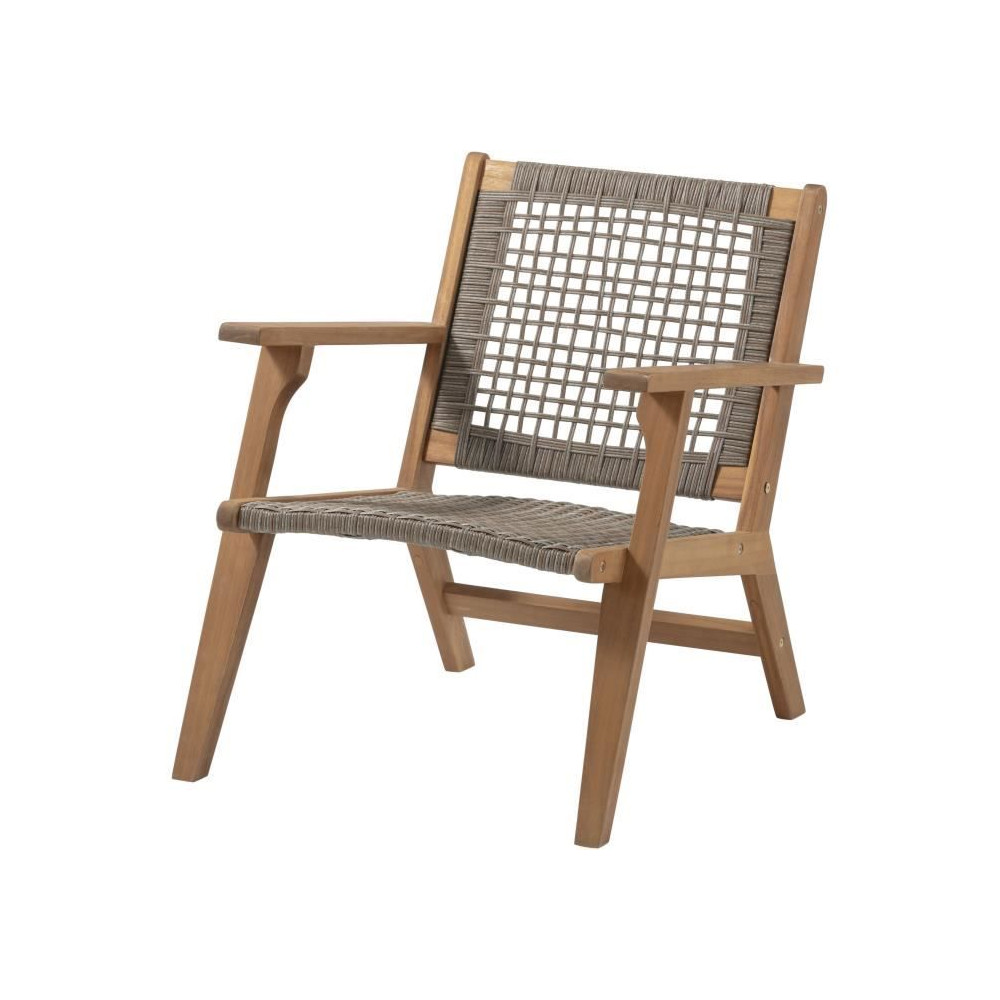 Fauteuil de jardin bas en bois d'Acacia FSC et en résine tressée - B