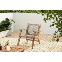 Fauteuil de jardin bas en bois d'Acacia FSC et en résine tressée - B