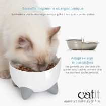 Gamelle pour chat - CATIT - PIXI - 200ml - Surélevée - Bols en acier