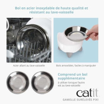 Gamelle pour chat - CATIT - PIXI - 200ml - Surélevée - Bols en acier