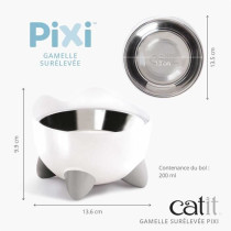 Gamelle pour chat - CATIT - PIXI - 200ml - Surélevée - Bols en acier