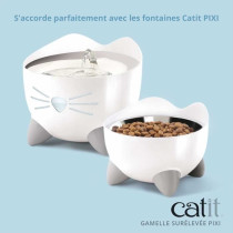 Gamelle pour chat - CATIT - PIXI - 200ml - Surélevée - Bols en acier