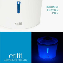 Fontaine a eau pour chat a fleur - CATIT - Flower - 3L - Avec LED - Bl
