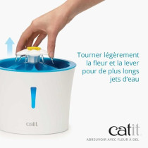 Fontaine a eau pour chat a fleur - CATIT - Flower - 3L - Avec LED - Bl