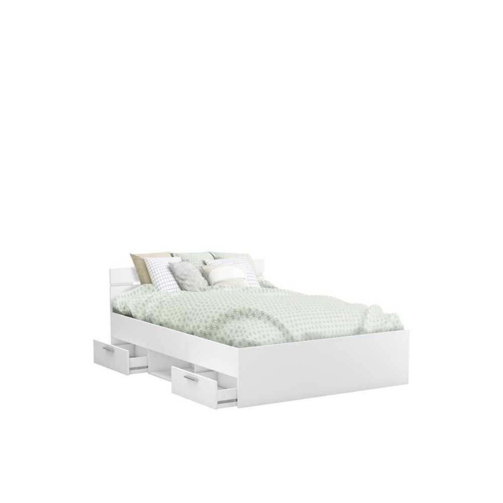 Demeyere Lit adulte MICHIGAN - 140 x 190 cm - Multiples rangements - B