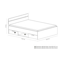 Demeyere Lit adulte MICHIGAN - 140 x 190 cm - Multiples rangements - B