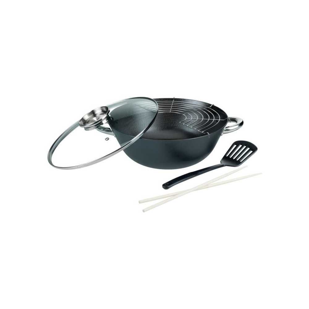 Wok multifonction 5 pieces - GSW - 860956 - Fonte d'acier - 32 cm - To