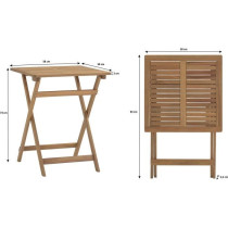 Set bistrot pliable en bois d'acacia FSC avec tressage en corde beige