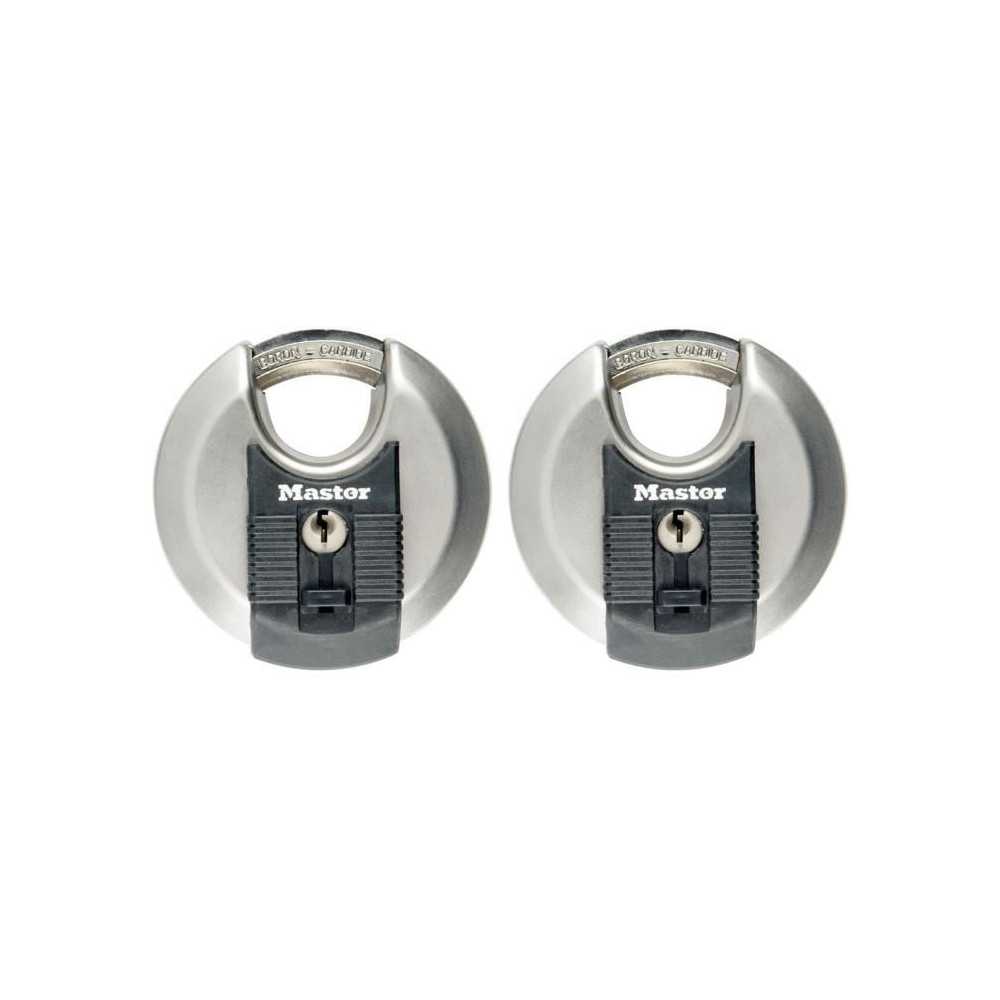 Lot de 2 Cadenas a disque - MASTER LOCK - M40EURT - Acier inoxydable -
