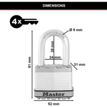 Cadenas Haute Sécurité - MASTER LOCK - M115EURTRILF - A Clé - Acier