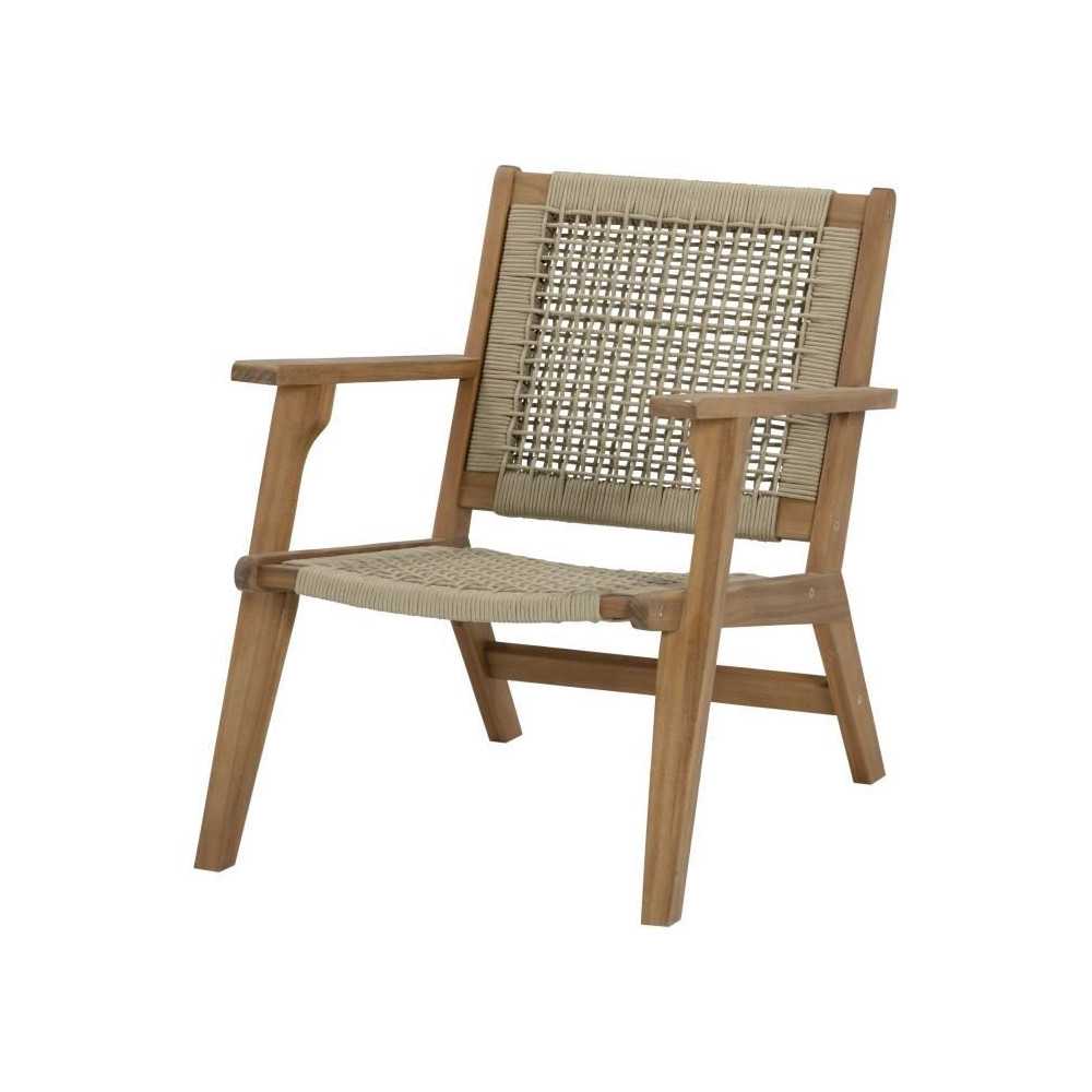 Fauteuil de jardin bas en bois d'Acacia FSC et en corde - MERIDA - Ver Fauteuil de jardin bas en bois d'Acacia FSC et en corde - MERIDA - Ver