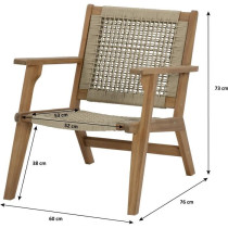 Fauteuil de jardin bas en bois d'Acacia FSC et en corde - MERIDA - Ver