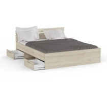 Demeyere Lit adulte MICHIGAN - 160 x 200 cm - Mulitiples rangements -