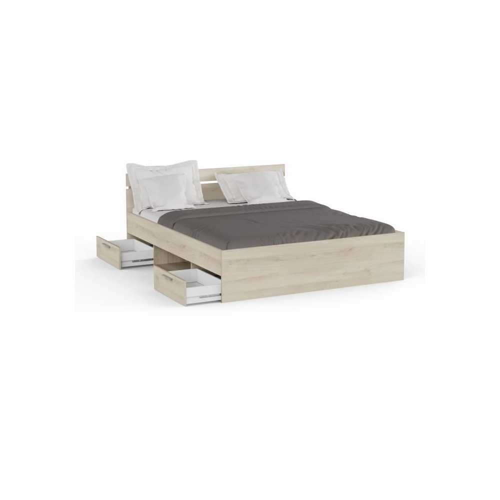 Demeyere Lit adulte MICHIGAN - 160 x 200 cm - Mulitiples rangements -
