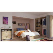 Demeyere Lit adulte MICHIGAN - 160 x 200 cm - Mulitiples rangements -