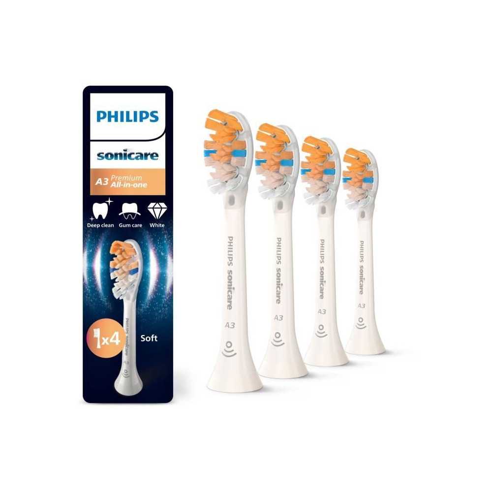 Lot de 4 tetes de brosse - PHILIPS - HX9094/87 - A3 white Lot de 4 tetes de brosse - PHILIPS - HX9094/87 - A3 white