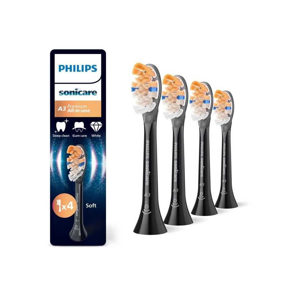 Lot de 4 tetes de brosse - PHILIPS - HX9094/88 - A3 black Lot de 4 tetes de brosse - PHILIPS - HX9094/88 - A3 black
