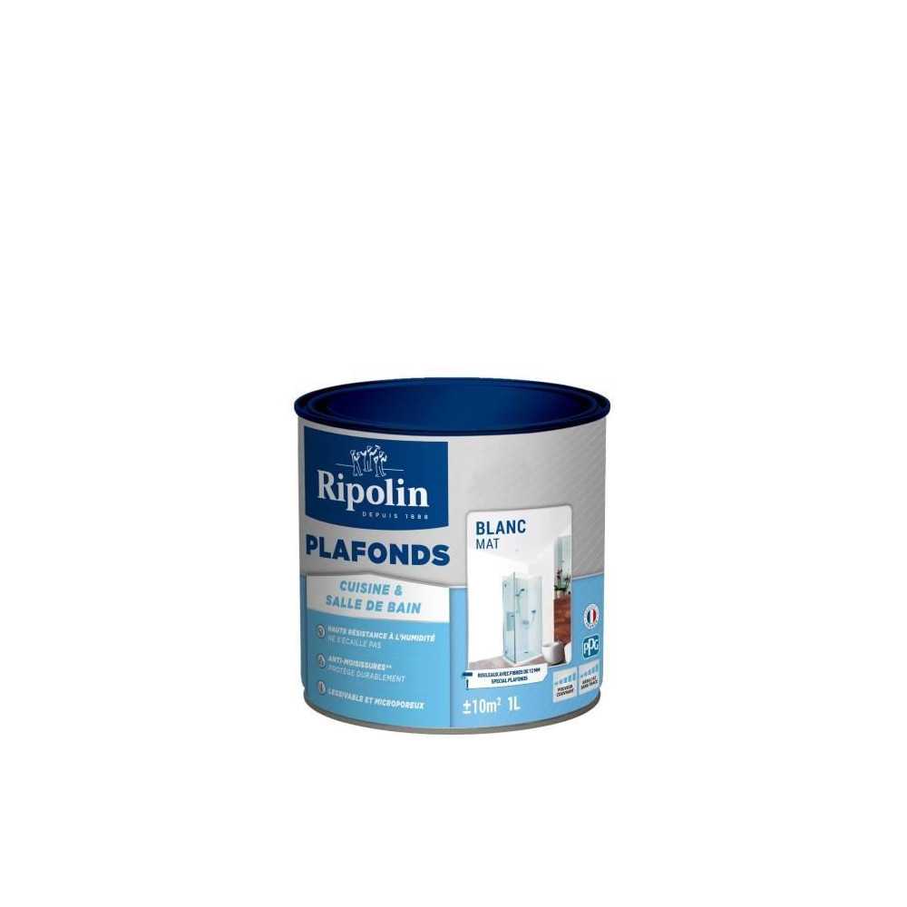 Peinture plafonds cuisine & salle de bain - Blanc mat - RIPOLIN - 1L Peinture plafonds cuisine & salle de bain - Blanc mat - RIPOLIN - 1L