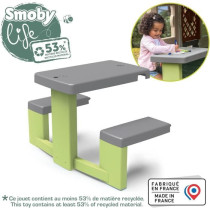 Smoby Life - Table de Pique Nique adaptable aux maisons Smoby - 2 banc