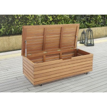 Coffre de rangement jardin en bois exotique d'eucalyptus FSC - 190 L -