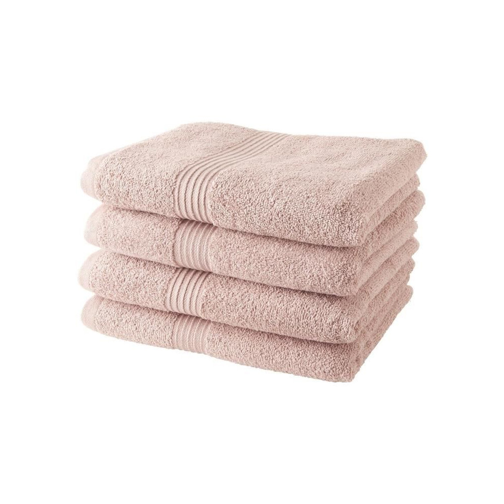 TODAY Lot de 4 Serviettes de Bain 100% coton - 50x100 cm - Rose des sa