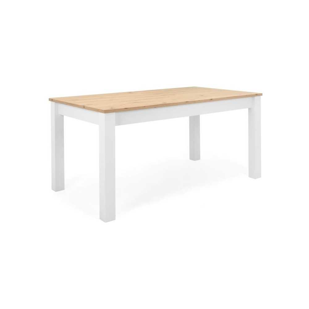 Table a manger extensible BERGEN - Décor chene artisan et blanc - Ral