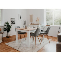 Table a manger extensible BERGEN - Décor chene artisan et blanc - Ral