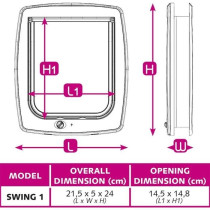 Chatiere - FERPLAST - Swing 1 - 21,5 x 5 x 24 cm - Gris
