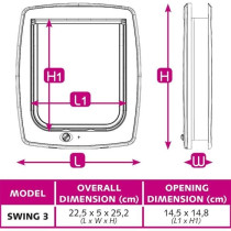 Chatiere - FERPLAST - Swing 3 - 21,5 x 5 x 24 cm - Gris