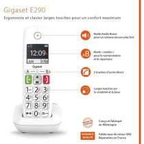Téléphone Fixe sans Fil - GIGASET - E290 Duo Blanc - Grand écran -