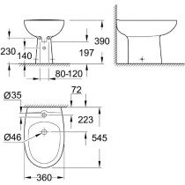 Bidet a poser GROHE - Largeur 360 mm - Matériau céramique sanitaire