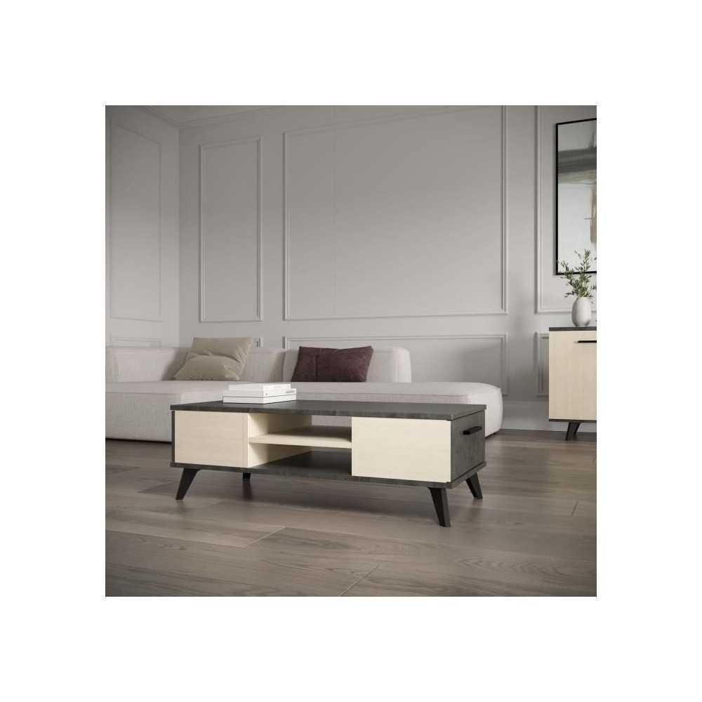 Ensemble salon - Banc TV, Table basse, Buffet bas - KENT - Chene de fi