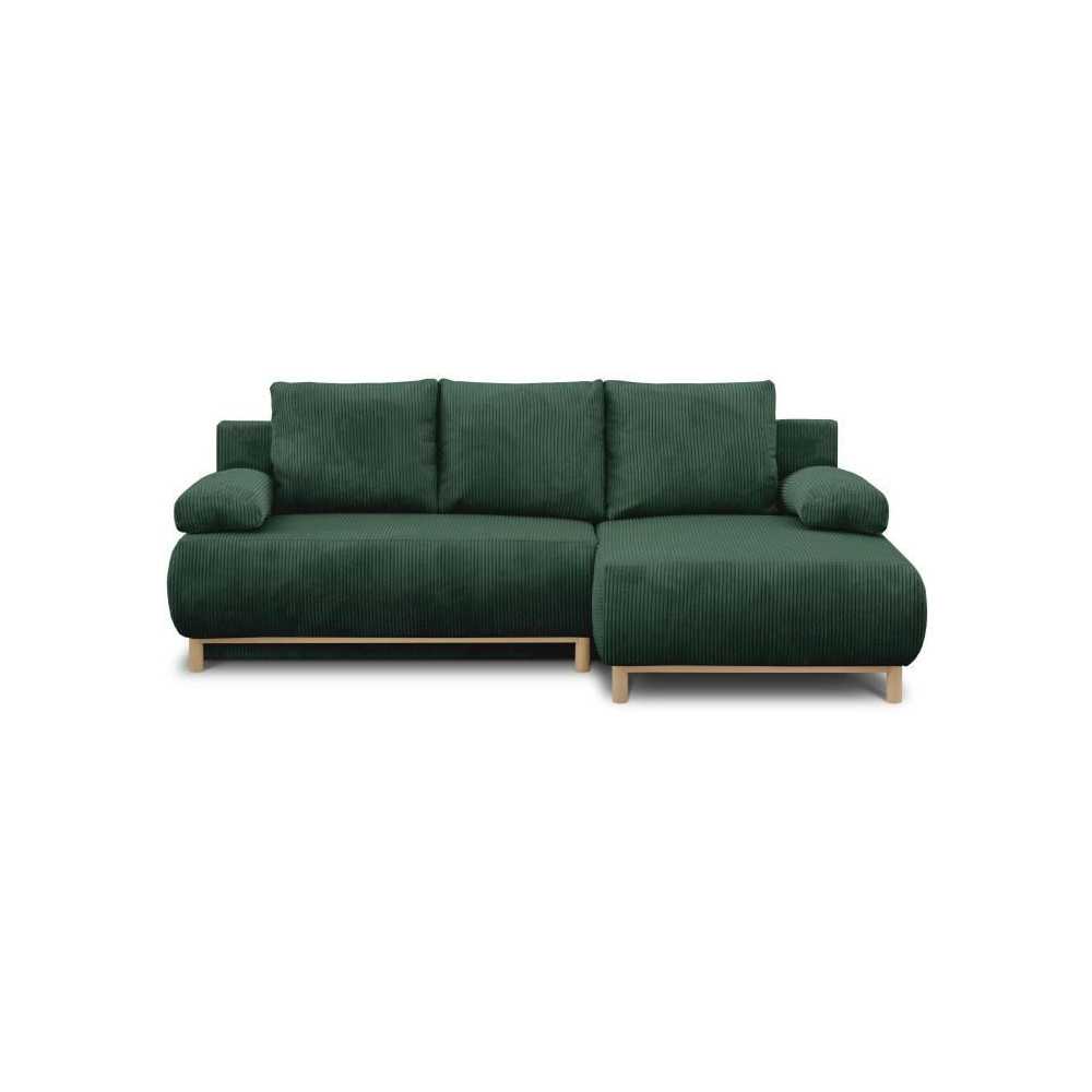 Canapé d'angle droite convertible - 3 places - MIKA - Tissu velours c