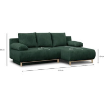 Canapé d'angle droite convertible - 3 places - MIKA - Tissu velours c