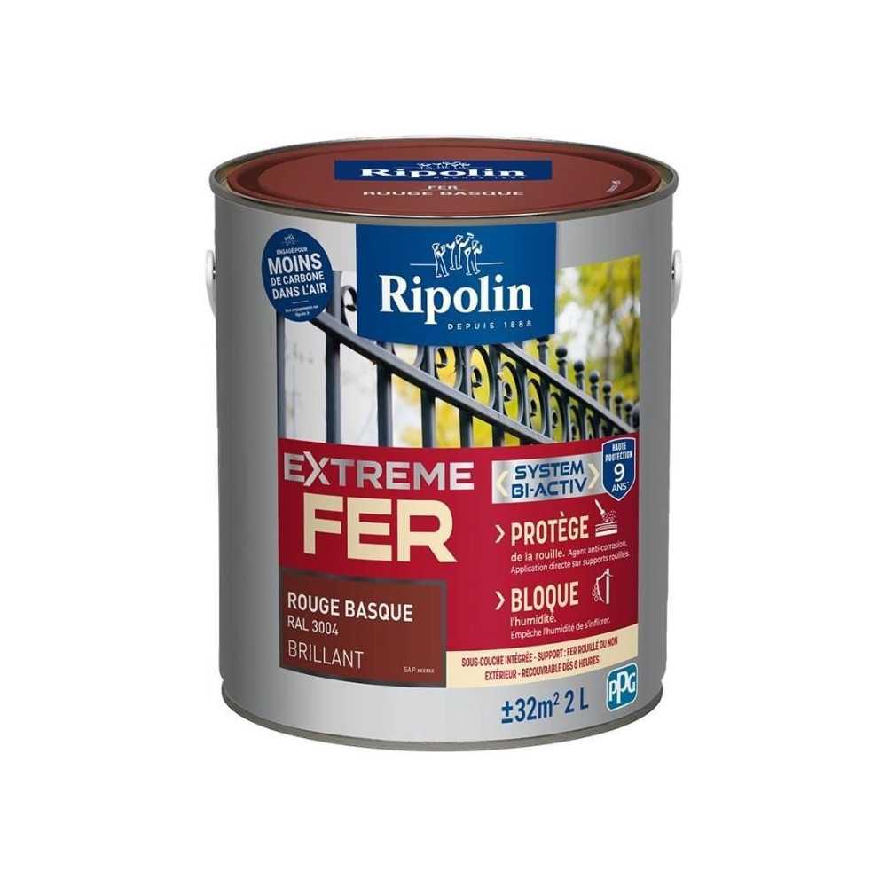 Extreme fer rouge basque RAL 3004 brillant - RIPOLIN - 2 L Extreme fer rouge basque RAL 3004 brillant - RIPOLIN - 2 L