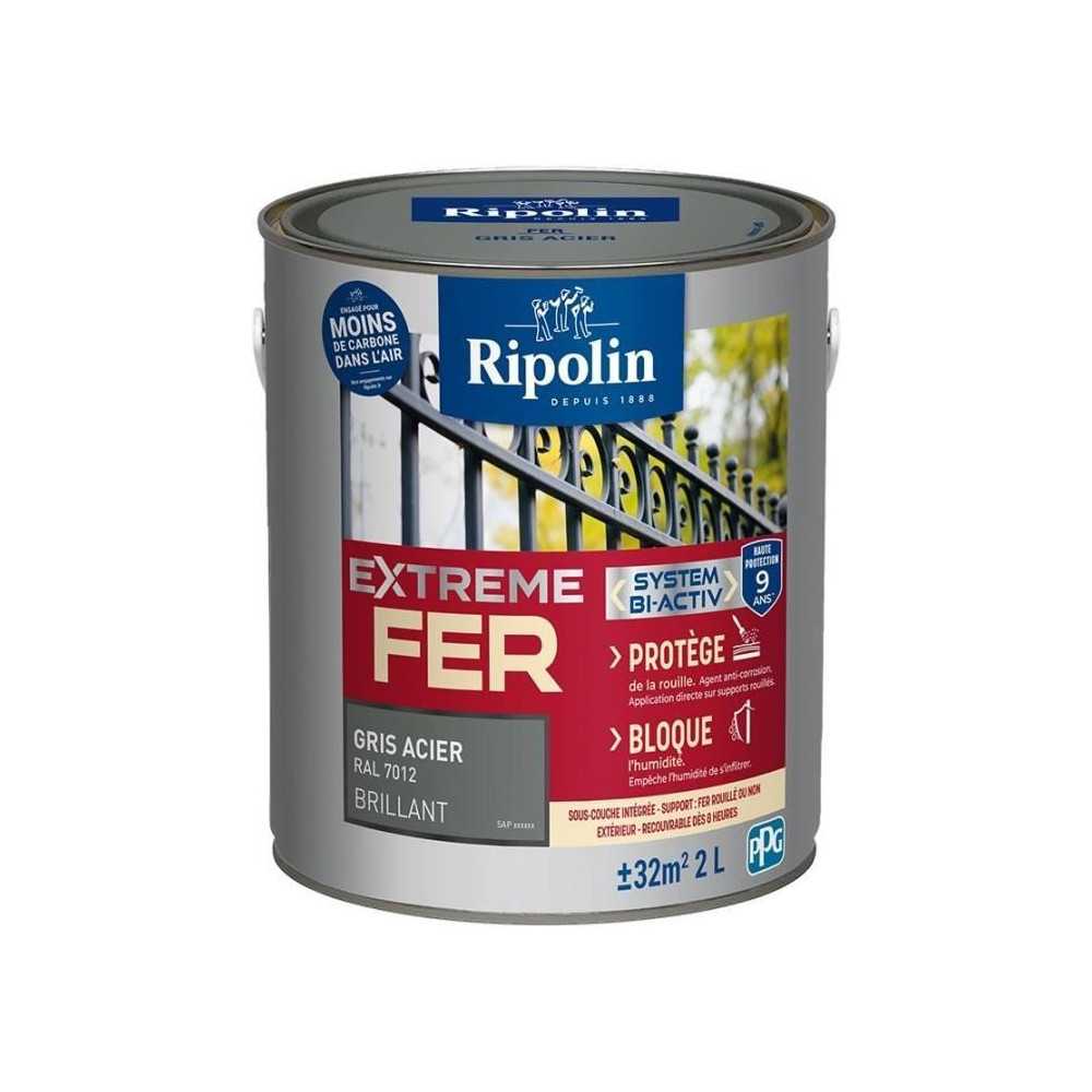 Extreme fer gris acier RAL 7012 brillant - RIPOLIN - 2 L Extreme fer gris acier RAL 7012 brillant - RIPOLIN - 2 L