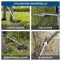 Débroussailleuse +taille-haies +coupe-bordures+élagueuse sans fil BC