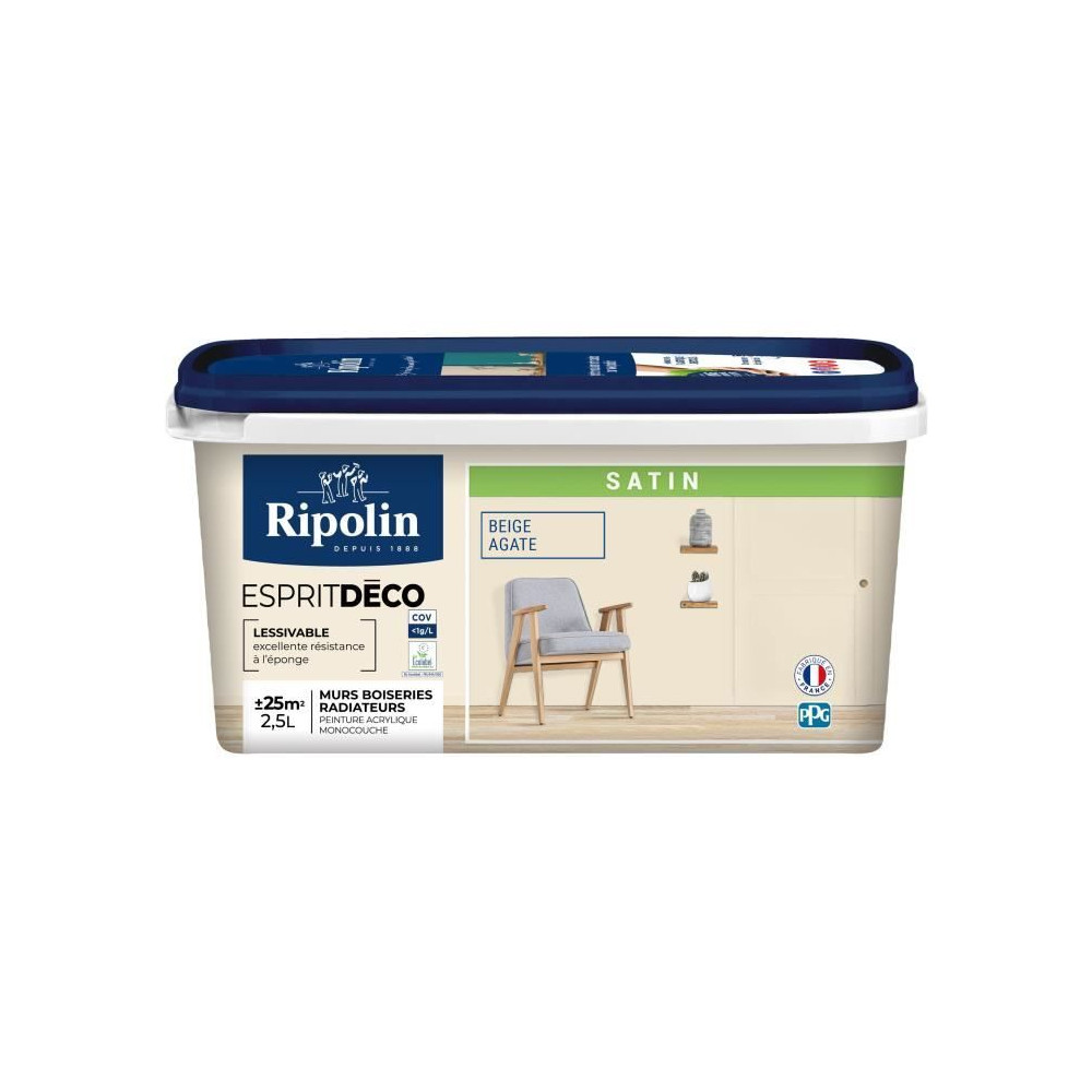 Esprit déco multi-supports beige agate satin - RIPOLIN - 2,5 L Esprit déco multi-supports beige agate satin - RIPOLIN - 2,5 L