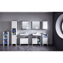 Armoire de toilette Blanc/Argent fumée, 32 x 82 x 99 cm