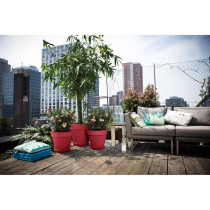 Pot de fleur - Elho - Loft Urban Rond - Roues 50 - Rouge - L 49 x B 48