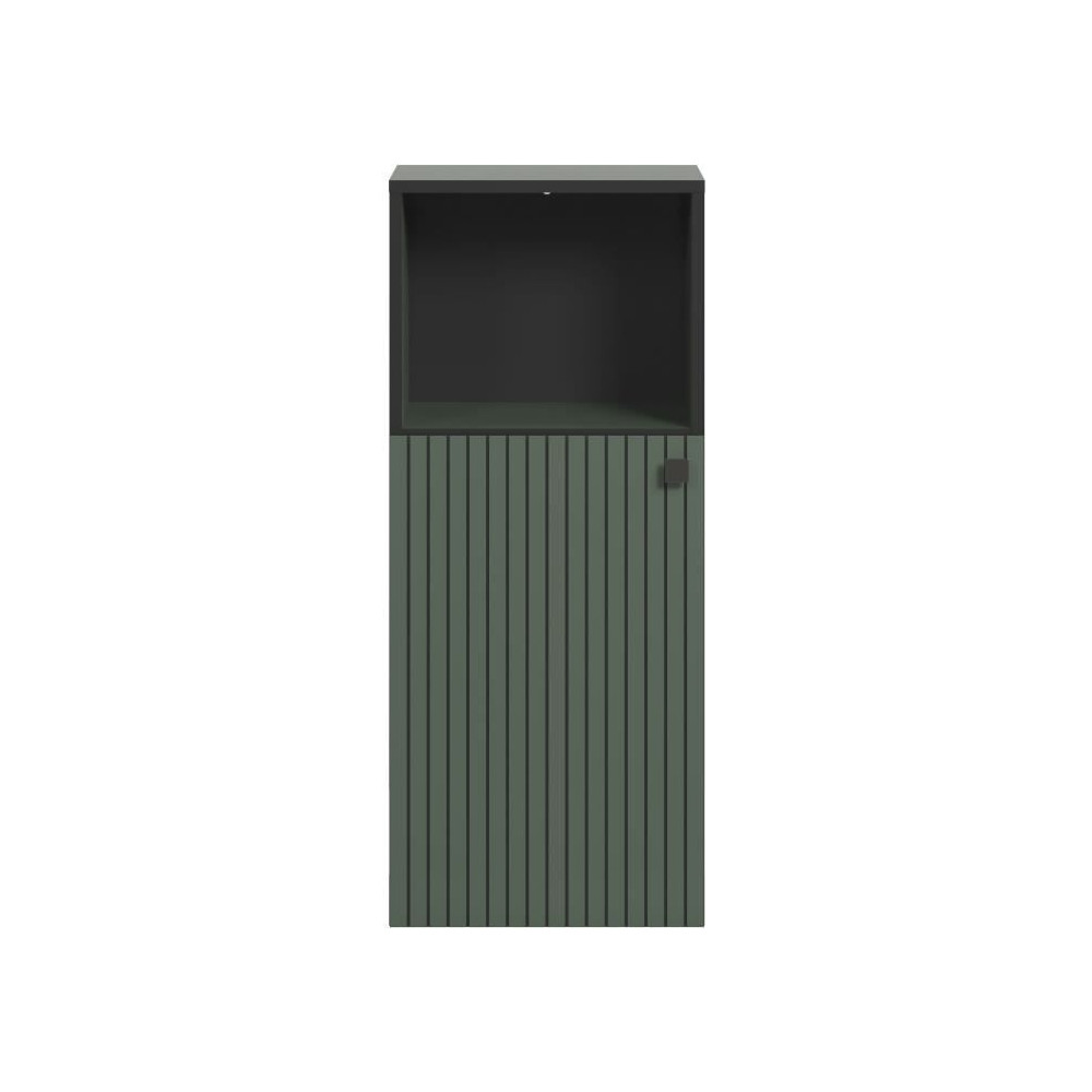 Rangement de salle de bain - Décor vert sauge et noir - L40 x H95 x P