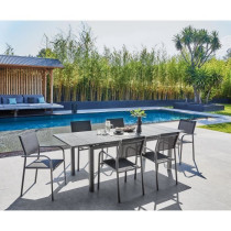Table de jardin Hivaoa en aluminium/céramique - 180/240 x 90 cm - lam