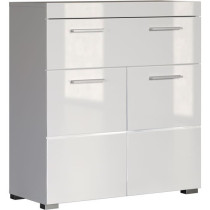Meuble bas de salle de bain Amanda - Blanc brillant - 2 portes + 1 tir