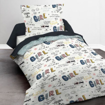 Housse de couette enfant 140x200 cm avec 1 taie d'oreiller 63x63 cm Pa