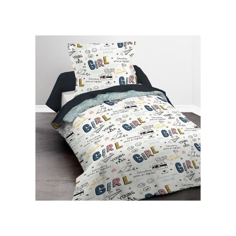 Housse de couette enfant 140x200 cm avec 1 taie d'oreiller 63x63 cm Pa Housse de couette enfant 140x200 cm avec 1 taie d'oreiller 63x63 cm Pa