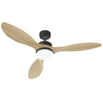 OKLAHOMA Noir & Bois - Ventilateur de plafond Ø137cm 100W + éclairag